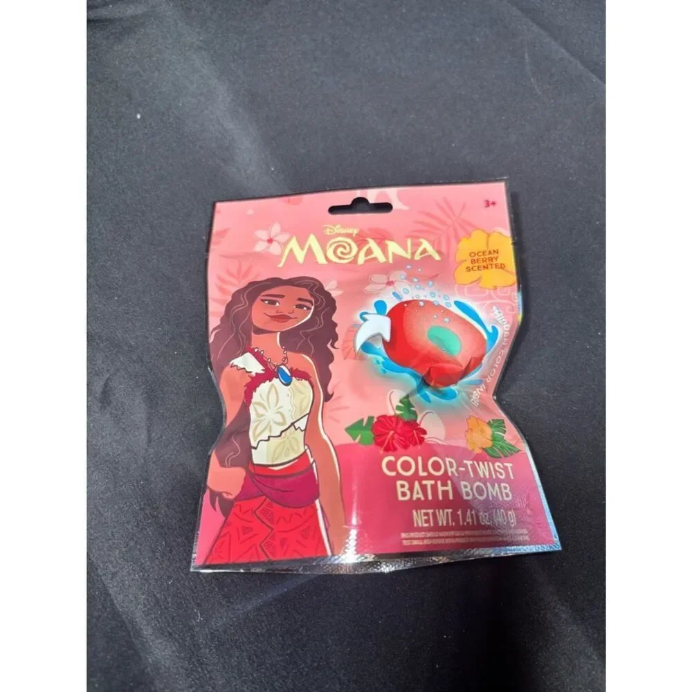2 New Disney Moana Color-Twist Bath Bomb - Pink, Red, Teal